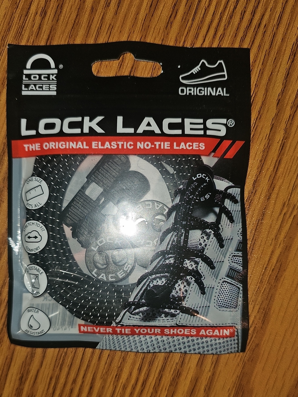 Lock Laces NWT Original Elastic No-Tie Shoelaces - Black